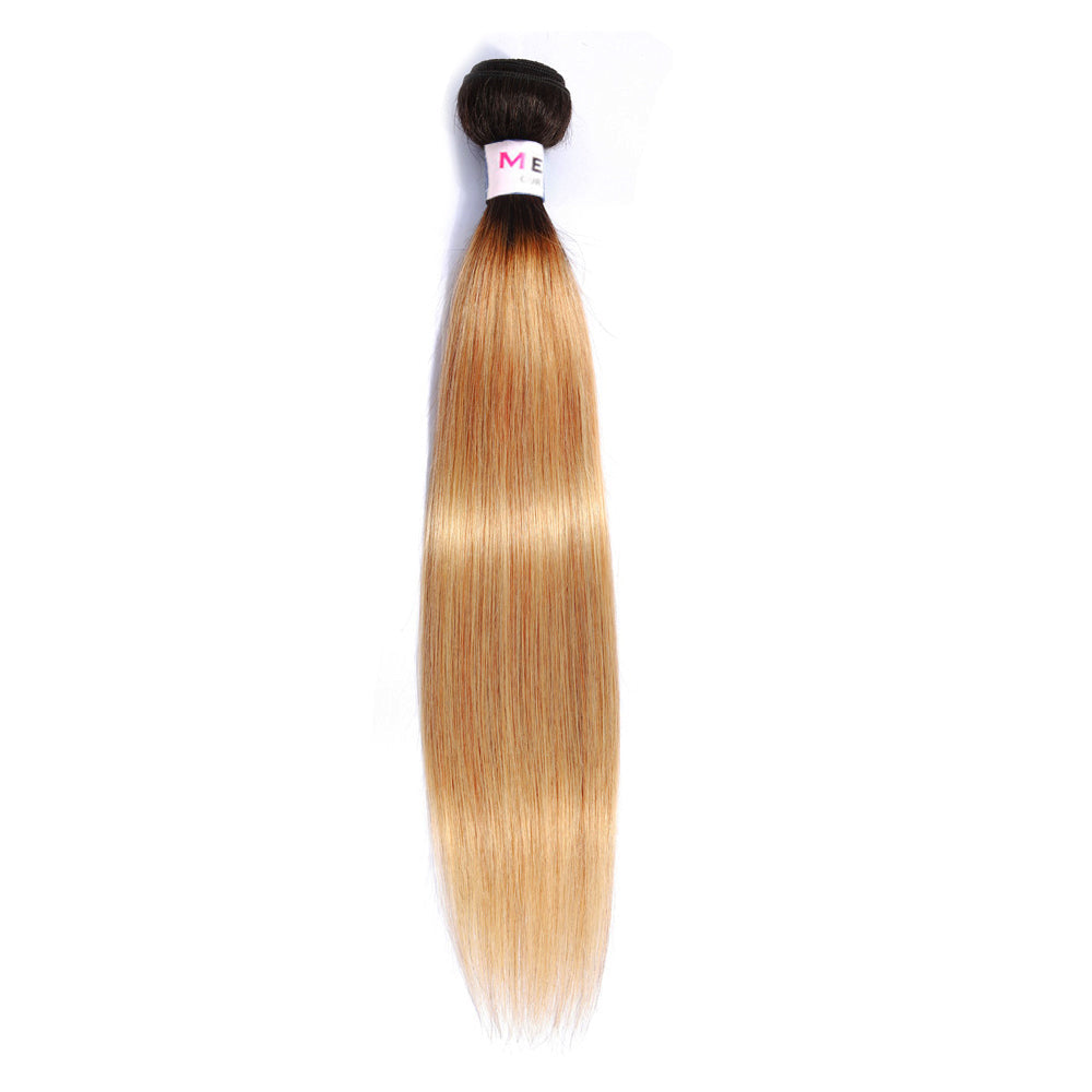 Megalook Brazilian Virgin Hair Ombre Honey 1b/27 Straight Bundles 100% Human Hair Extensions