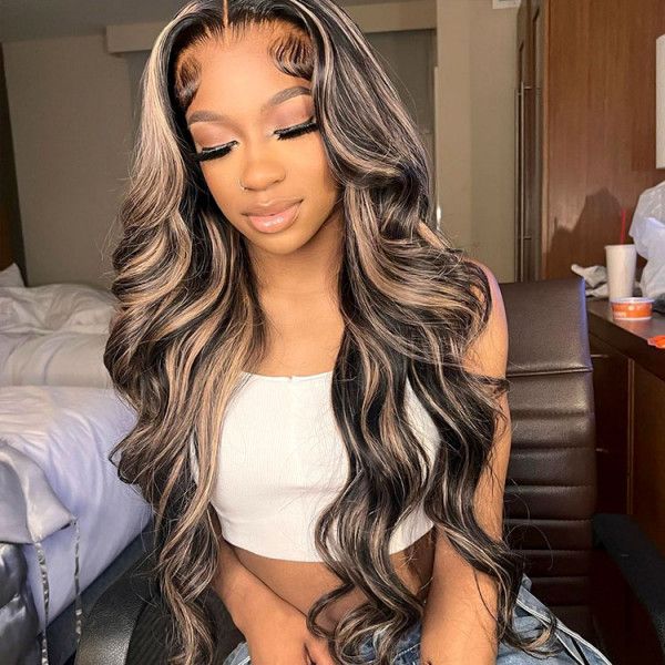 Pre Cut Lace | Upgrade Breathable Airy Cap Bleach Knots Balayage 13X4/6X5 Body Wave/Straight HD Lace Frontal Pre-plucked Easy Wear And Go Wig