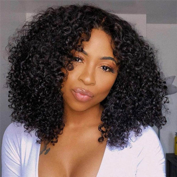 (Super Deal)EaseElle Series Minimalist 6 Inch Deep Part Hairline Glueless Lace Jerry Curly Bob Pre-Bleached Miny Knots Middle Part Closure Wigs