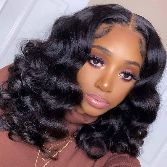 Megalook Minimalist 6 inch Deep Part Hairline Glueless Lace Short Bob Loose Body Wave Pre Cut Wig