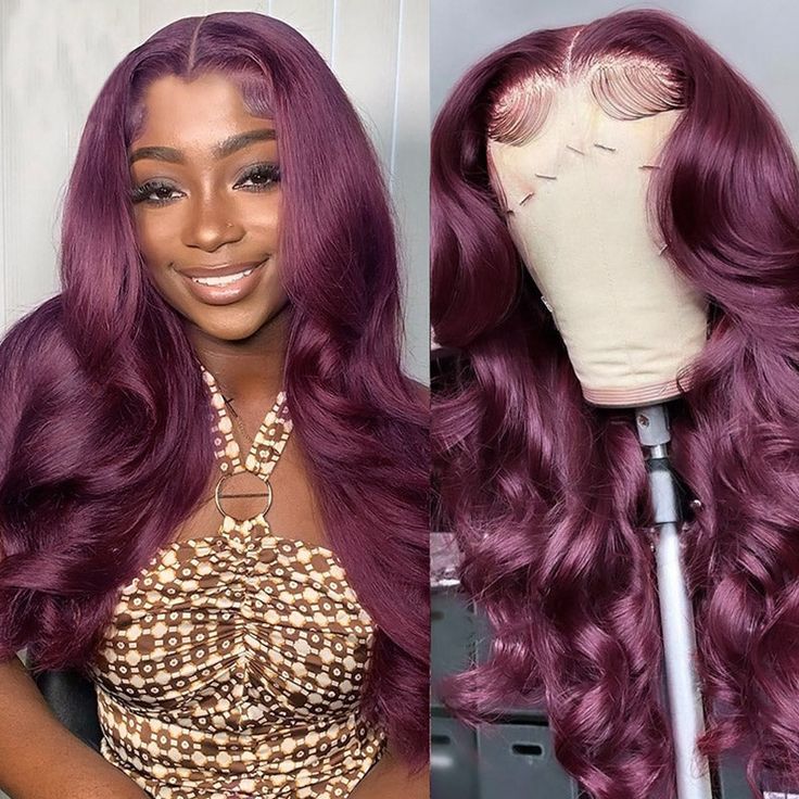 $100 OFF Code: MS100 |Hot&Pop Trendy Dark Purple Plum Colored 6x5 Glueless Lace Wear Go Body Wave Wig