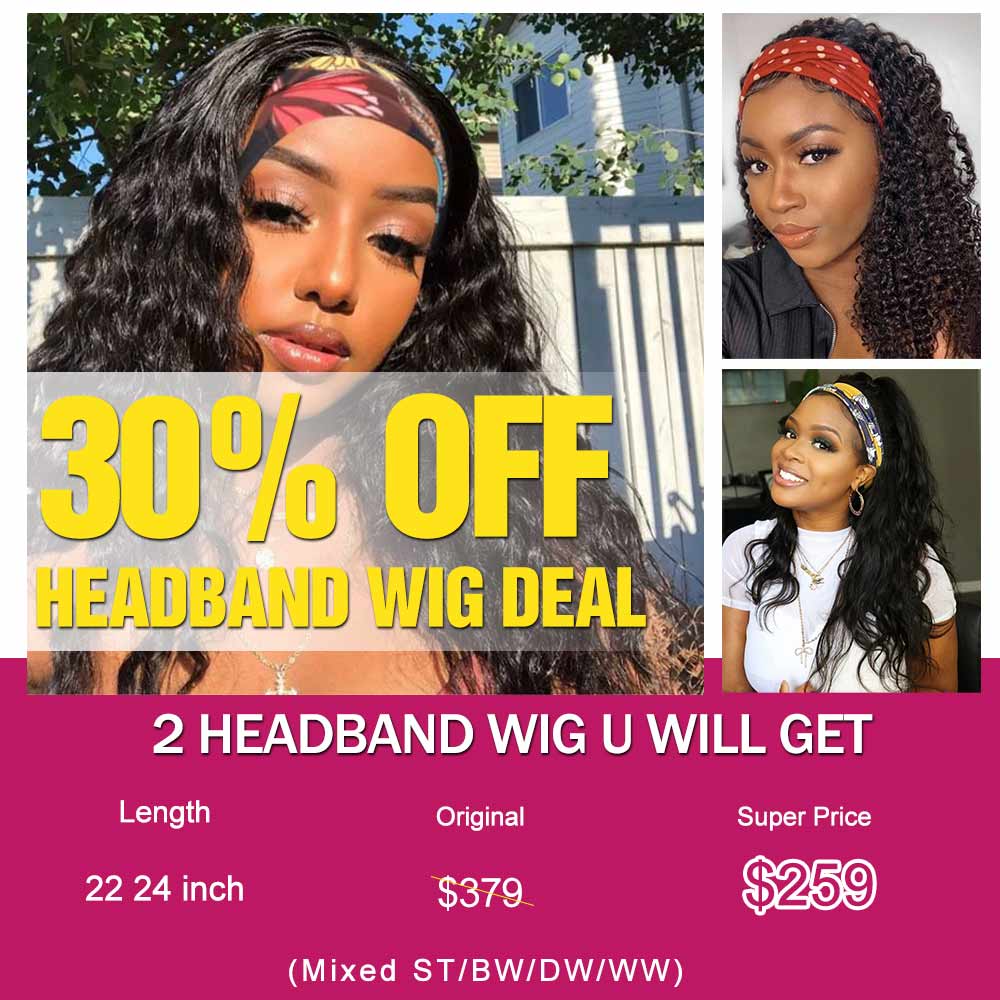 22 24 inch Comb Deal Straight/Body Wave/Water Wave/Deep Wave Headband Wig Super Sale Glueless Human Hair Wigs