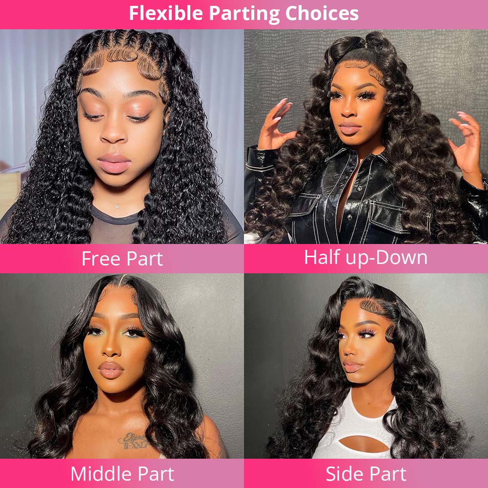 4X4/13x4 Lace Front Wig With Realistic Curly Edges Baby Hair Guleless Body Wave Wigs