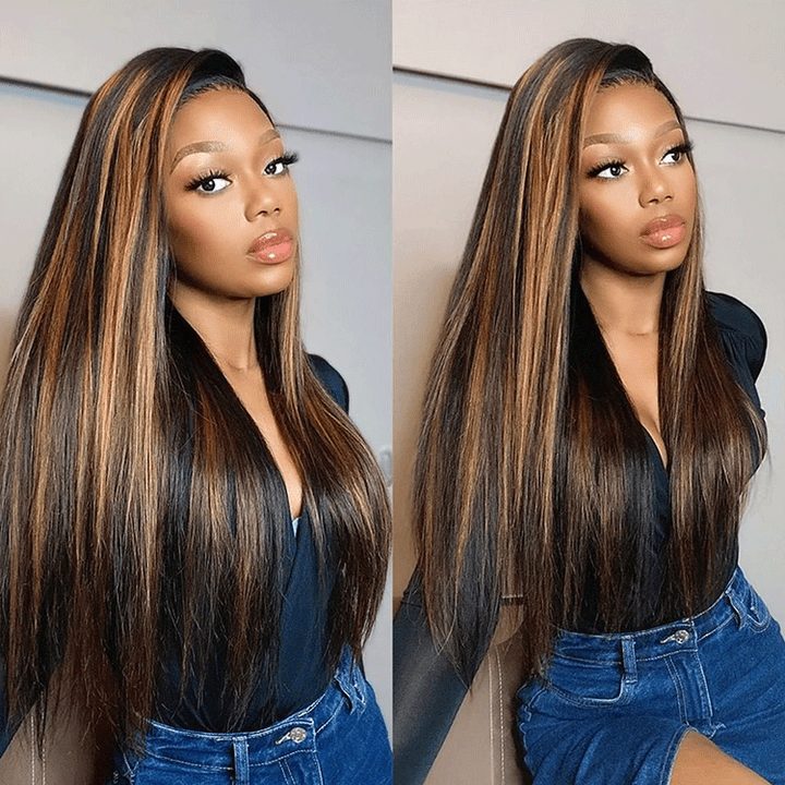 (Super Deal)Megalook 30inch #613 / P1b/30 Highlight/#4 Chocolate Brown Bone Straight Hair Undetectable Transparent Lace Wig