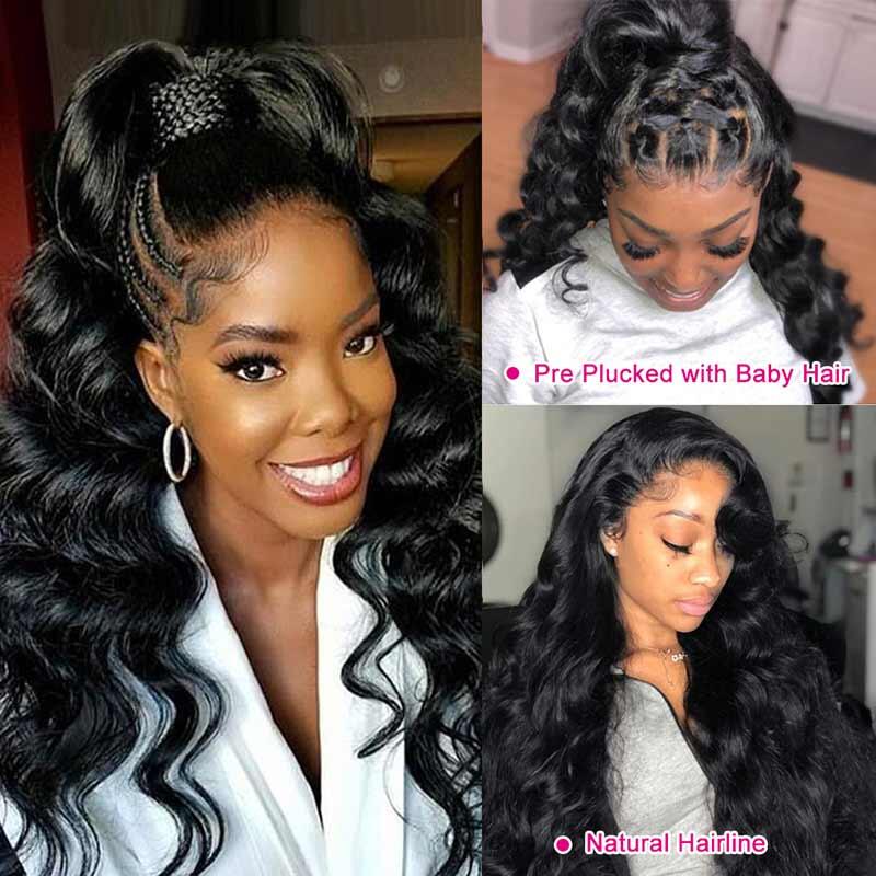 Megalook Loose Wave Lace Closure Wigs 4X4 Lace Closure Human Hair Wig Can Be Dyed Permed