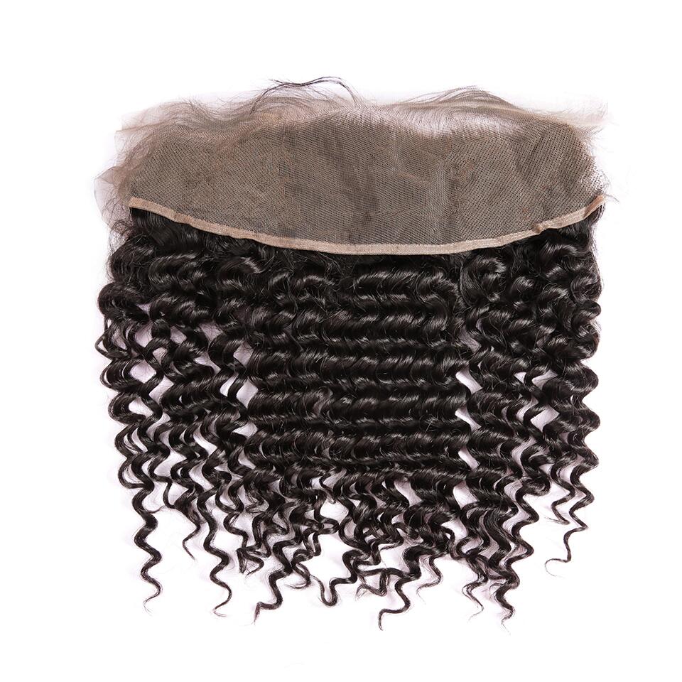 3Bundles Brazilian Deep Wave Hair With 13*4 Ear to Ear Lace Frontal Closure 10A Grade Deal