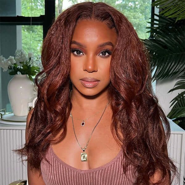 $100 OFF Code: MS100 | Pre-Cut 5x6 HD Lace #33 Reddish Copper Brown Straight Breathable Airy Cap Real Glueless Human Wigs