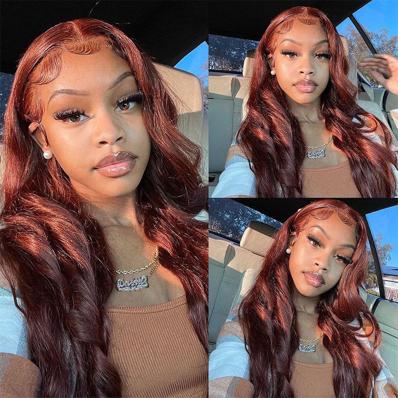 $100 OFF Code: MS100 | Pre-Cut 5x6 HD Lace #33 Reddish Copper Brown Straight Breathable Airy Cap Real Glueless Human Wigs