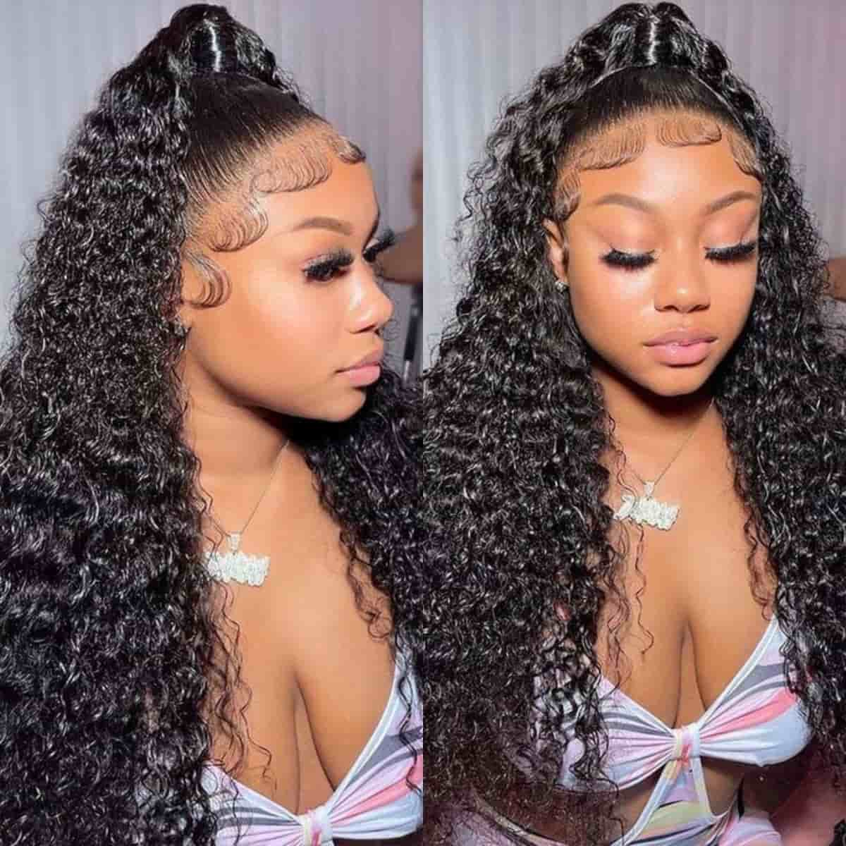 Megalook Curly 360 Lace Frontal Wig Preplucked Brazilian Curly Lace Wig With Baby Hair