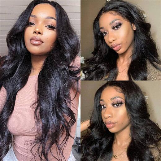 Megalook Affordable Wig Natural Black Body Wave/Deep Wave 2x4 U Part Wig