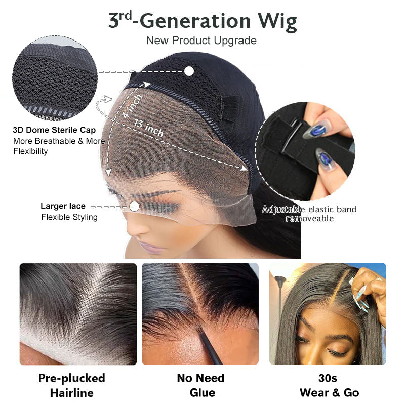 Pre-Cut Lace | Upgrade Airy Cap 13X4 Pinao Body Wave/Straight/Water Wave HD Lace Frontal Pre-plucked 0 Skill Needed Glueless Wear Go Wig