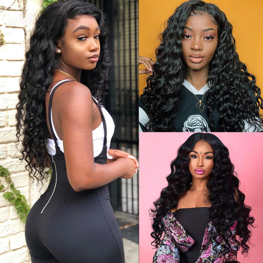 Megalook Buy 3 pcs Loose Deep Wave Get 1 Free 4x4 Lace Closure (Free Part) 100% Natural Human Hair Weaves Deal