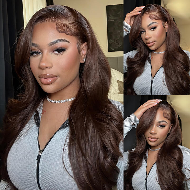 (Super Deal) Megalook 13x4 Lace Highlight P1B/30 Highlight Brown #4 Chestnut Body Wave Wig Undetectable Lace Front Wigs