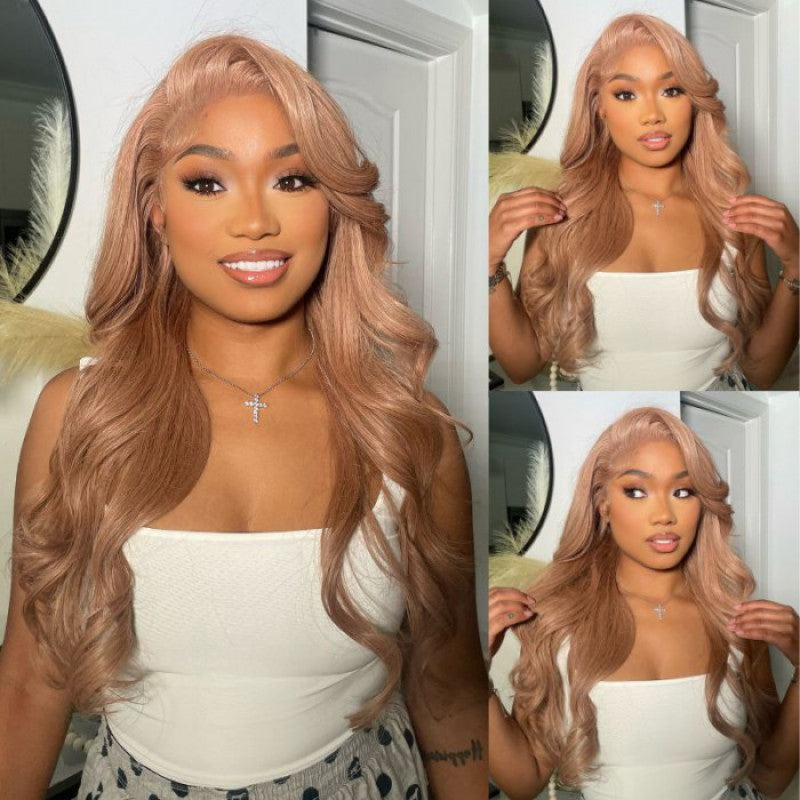 (Super Deal)6x5 HD Pre Cut Lace Closure Light Flaxen Brown Cozy Blonde Megalook Curly Wig