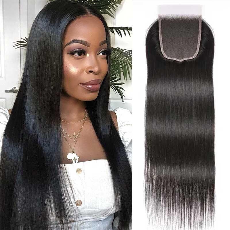 Megalook Virgin Remy Brazilian Straight Closure ear to Ear Frontal 4x4/5x5/13x6/13x4 Transparent Lace Frontal Closure Free Part