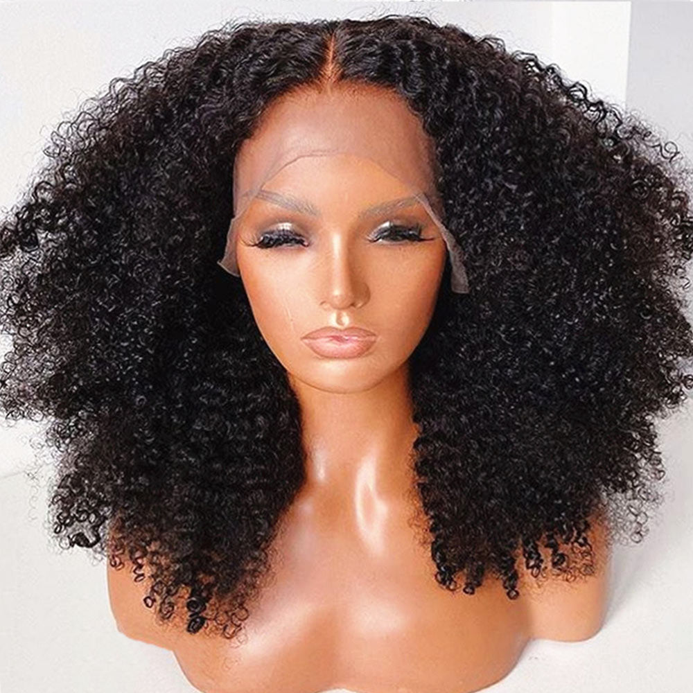 Afro Kinky Curly Natural Color Curly Wig 13x4 Lace Frontal Virgin Human Hair Wigs