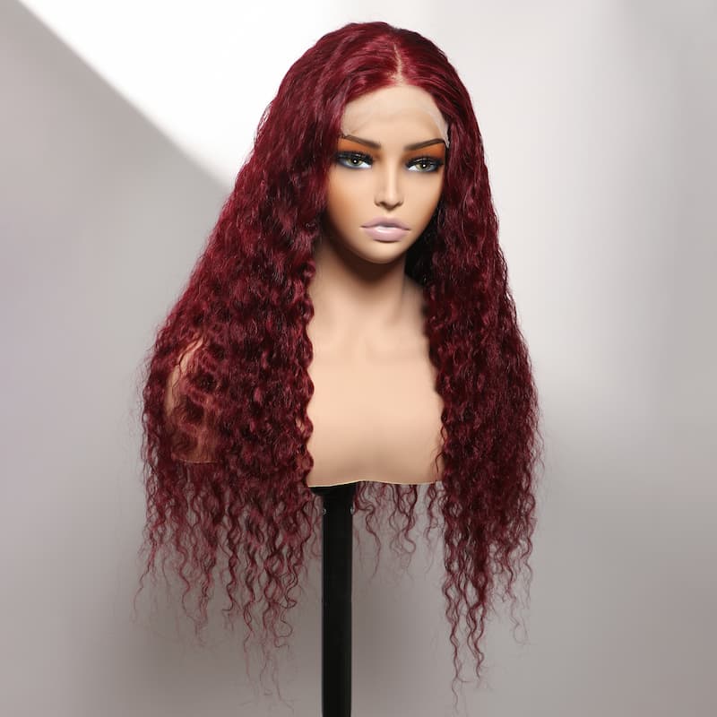 (Super Deal) 99J/#33 Dark Auburn Color Wig Flowy Bohemian Curl 5x5 HD Melted Lace Closure Glueless Human Hair Wigs