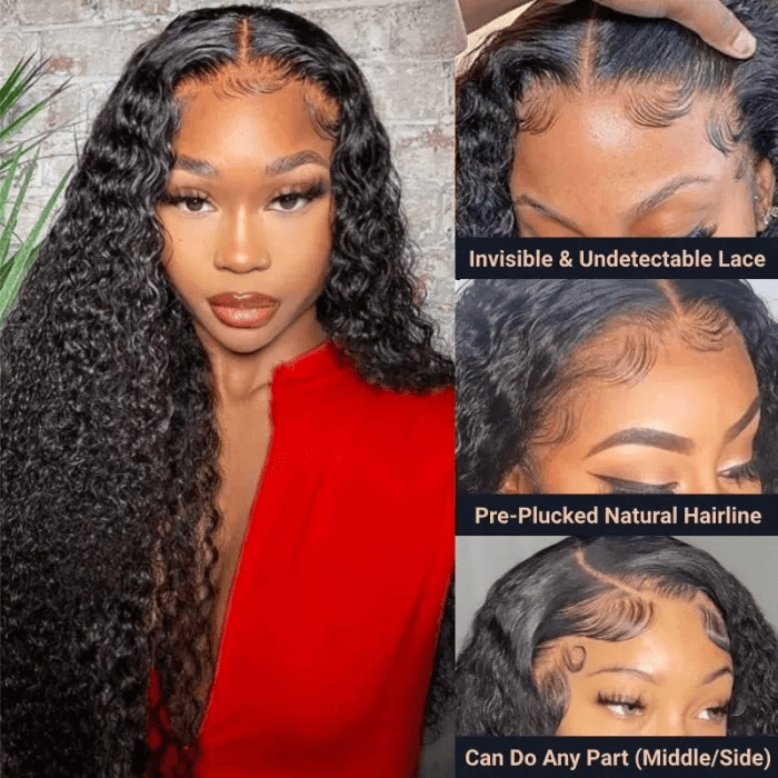 Megalook Upgrade 5x5 Crystal Lace Frontal Curly Wigs Real HD lace Pre Plucked 210% High Density Wigs