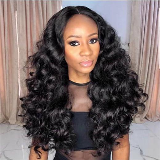 Megalook Loose Wave Lace Closure Wigs 4X4 Lace Closure Human Hair Wig Can Be Dyed Permed