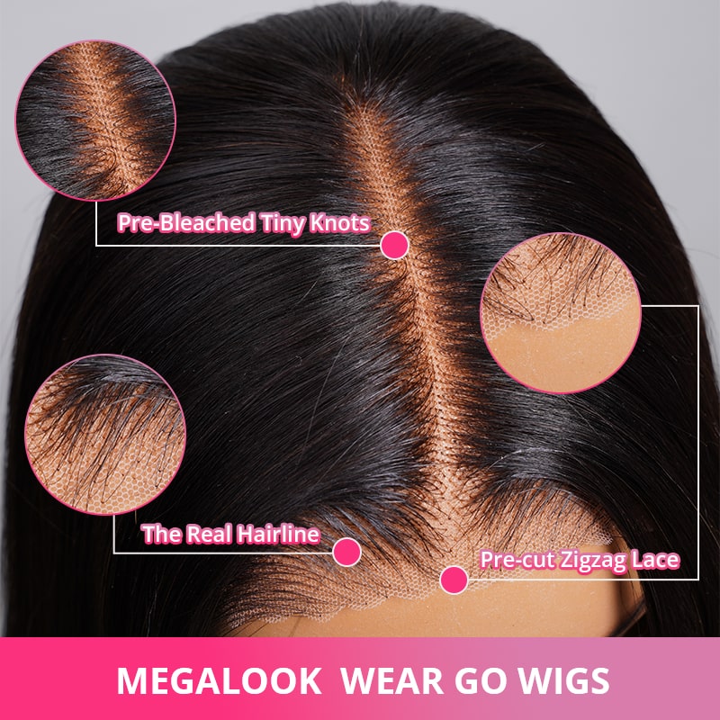 Megalook 6x5 Pre Cut Glueless  Wear And Go Natural New Style Side Part Megalook Curly Human Hair Wigs