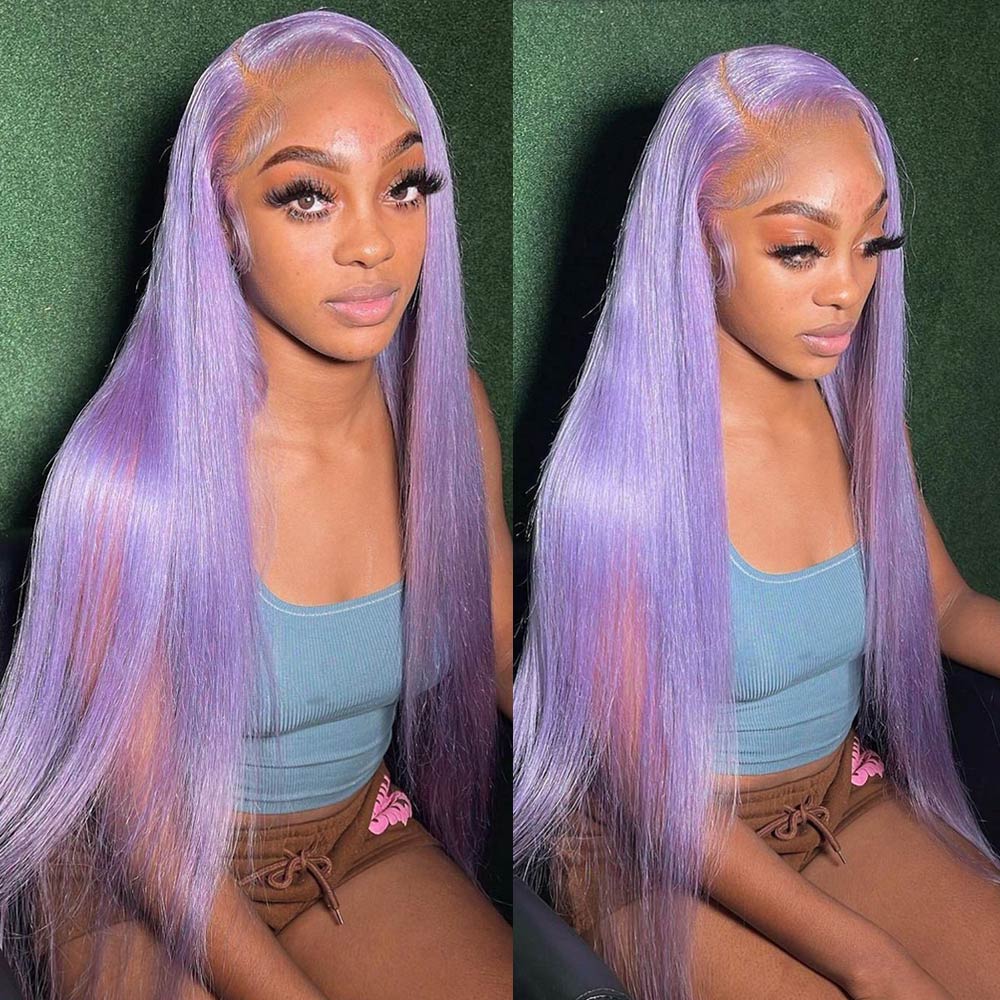 Megalook New Light Lavender Wig Straight/Body Wave Human Hair Wigs 13x4 Transparent HD Lace Wigs