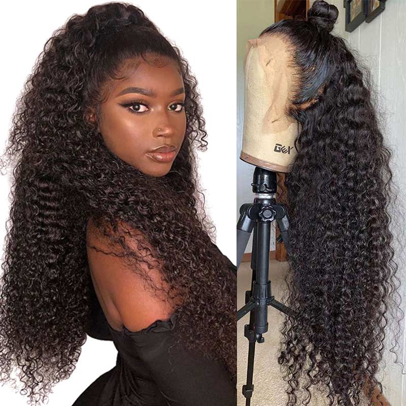 Megalook Deep Wave 360 Lace Frontal Wig Virgin Human Hair Wigs For Women Black