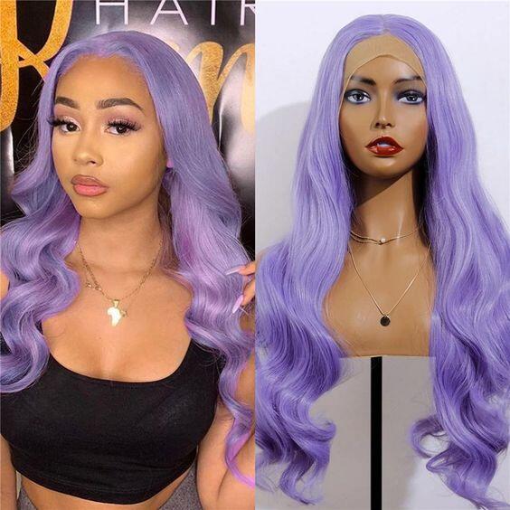 Megalook New Light Lavender Wig Straight/Body Wave Human Hair Wigs 13x4 Transparent HD Lace Wigs