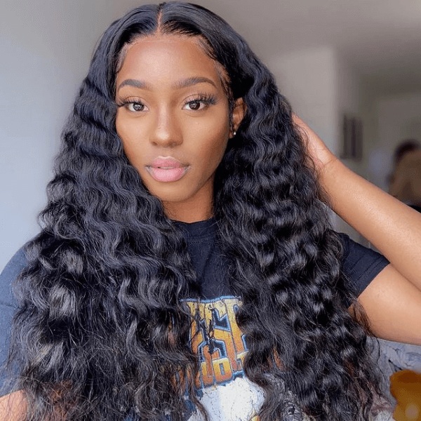 Megalook 4x4 Lace Closure Wig 180% Density Human Hair Wigs Transparent lace Pre-Plucked With Baby Hair