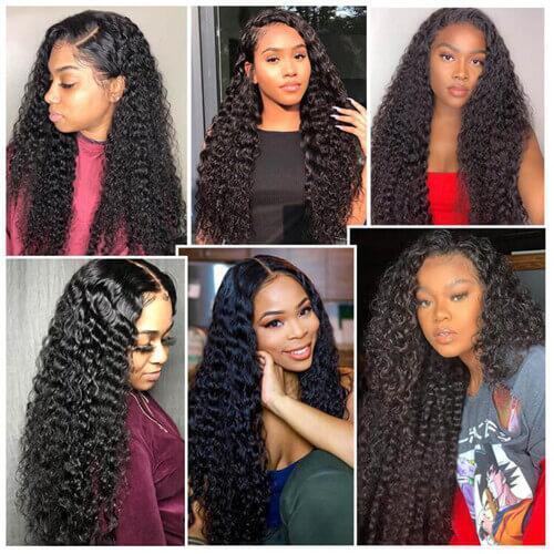 Megalook Closure Wig 5x5 Lace Closure Human Hair Wigs Deep Wave Lace Wigs