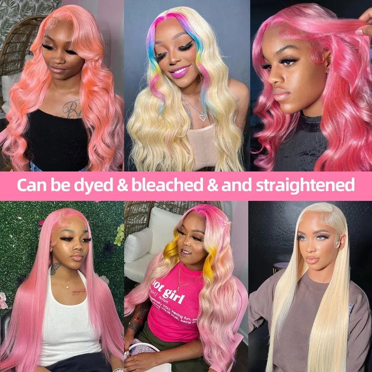 13x4 Lace Wigs 613 Blonde Straight/Body Wave Human Hair Wigs Can Dye to Pink Blue Green purple silver ginger orange Gold Color