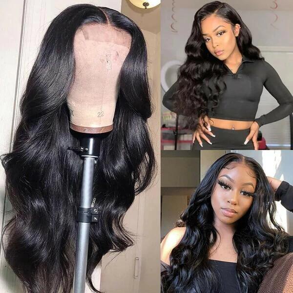 $109.9 22inch 4X4 Transparent Lace Closure Wigs Body Wave Wig Pre-Plucked With Baby Hair