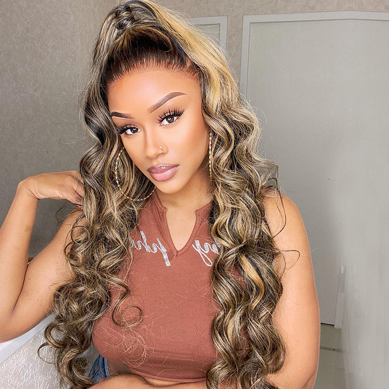 Loose Wave 13x6 Lace Frontal Balayage Highlight Wigs Transparent HD Lace Wigs