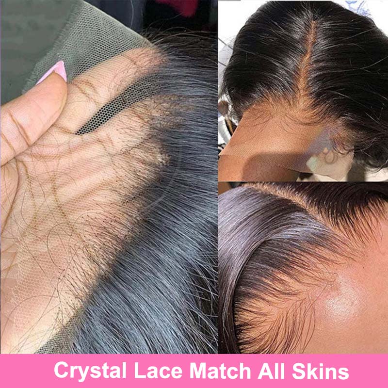 4x4/13x4 Crystal Lace Frontal Wigs Upgrade HD lace Pre Plucked Water Wave Hair Invisible Lace Wig 180% Density