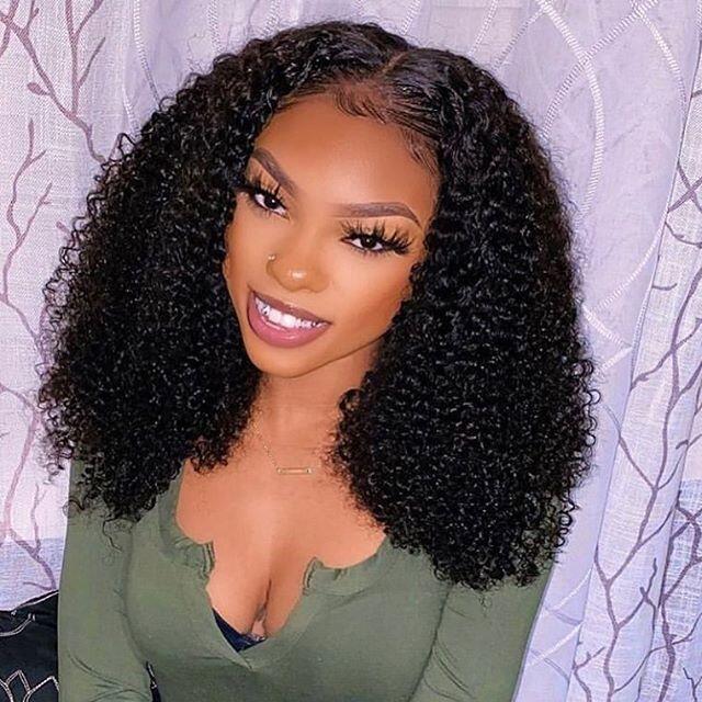 Megalook Kinky Curly 360 Lace Frontal Wig Preplucked Brazilian Curly Lace Wig With Baby Hair