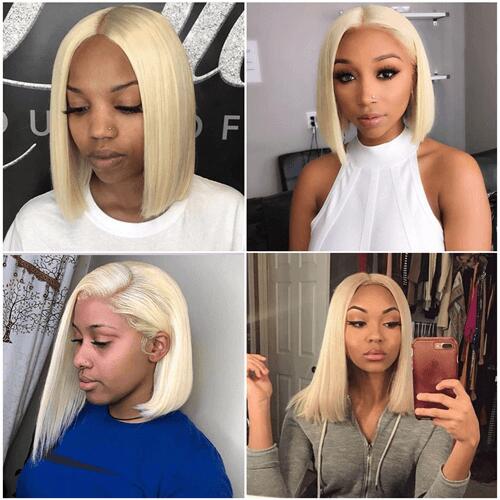 Megalook 4x4 Bob Wigs All Color Straight 100% Virgin Human Hair Lace Wigs