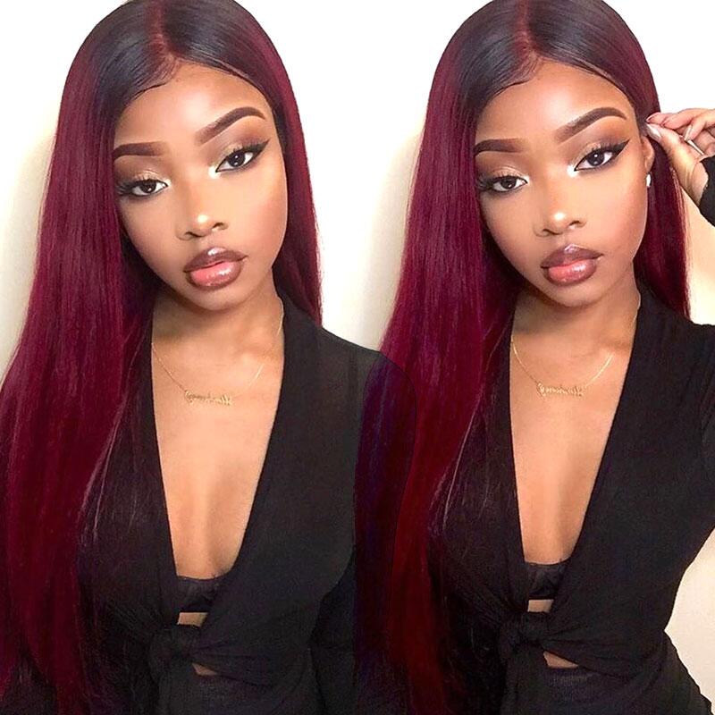 Megalook Undetectable 13x4 Lace Frontal 1B/27 1B30 Transparent Lace Front Wig 180% Density Wig