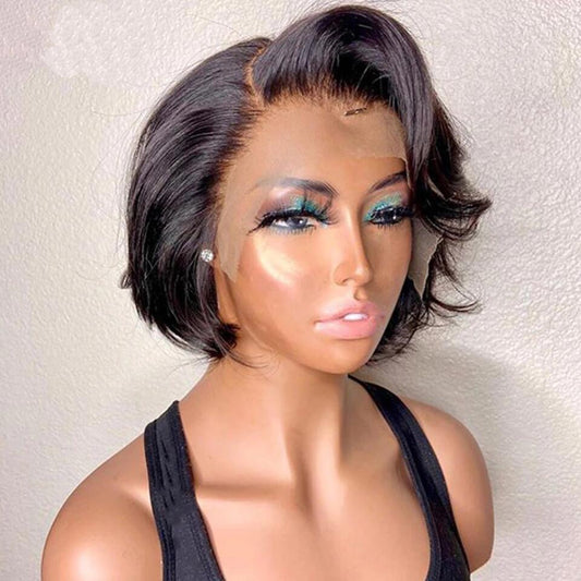 Megalook Straight Pixie Cut Wig T part Lace 13x4 Lace Front Human Hair Wigs Preplucked for Black Women Brazilian Bob Wig