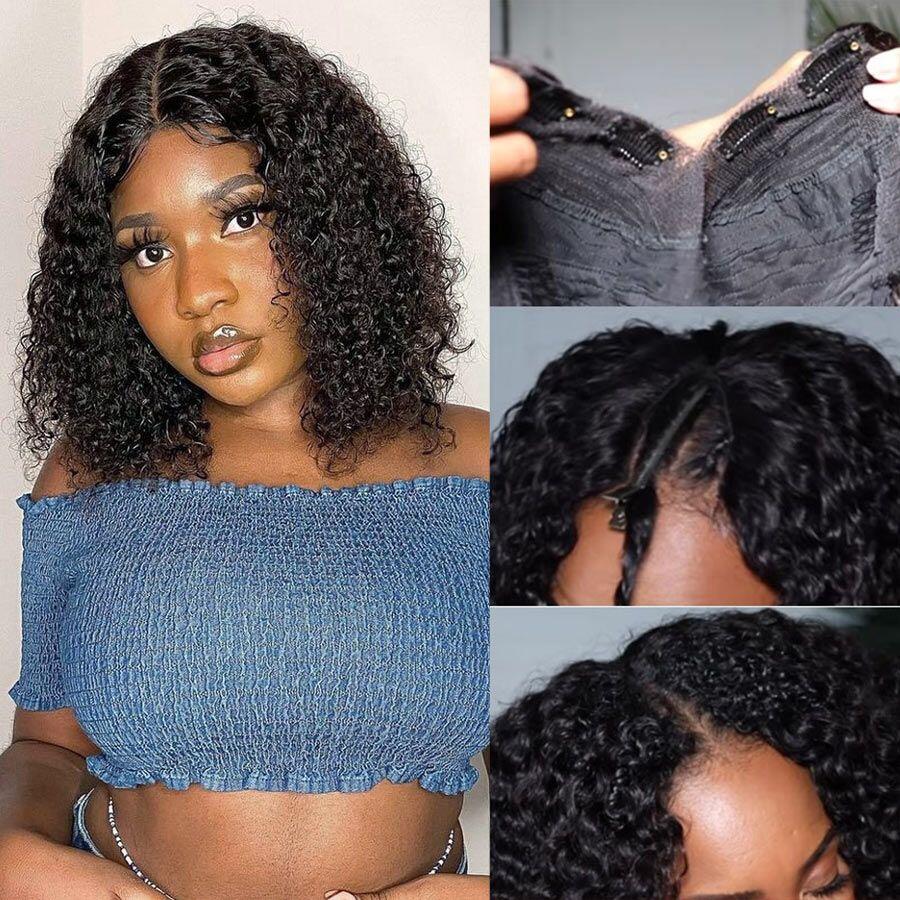 Megalook Bogo Free Thin V Part Wig Bob Human Hair Wigs Without Leave Out