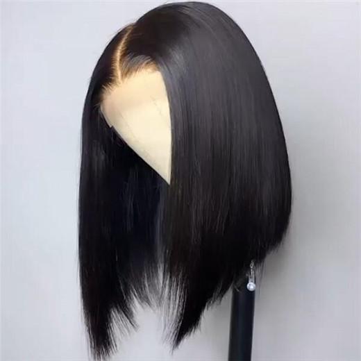 Bob Lace Closure wig 4X4 Middle Part Bob Wigs Natural Black 180% Density Human Hair wigs