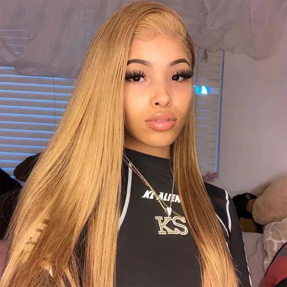 Megalook Straight /Body Wave 5x5 Closure & 13x4 lace frontal wigs #27 colored honey blonde HD lace human hair wigs pre-plucked with baby hair