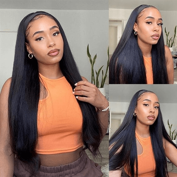 Megalook Silky Straight Human Hair 210% Density Stock Wig 3/4 Half No Glue Beginner Friendly 3 In 1 Wig