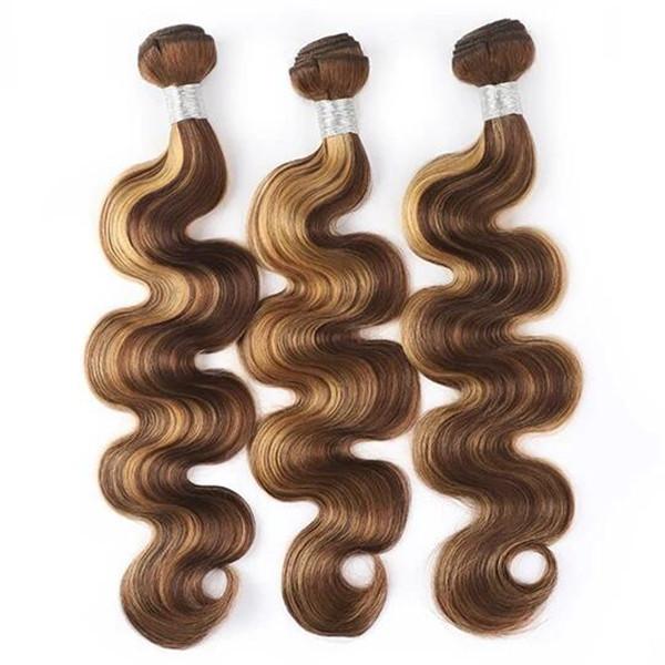 P4/27 Highlight Human Hair 3Bundles With Transaprent Lace Frontal 30 inch Hair Bundles With Frontal Preplucked With Baby Hair