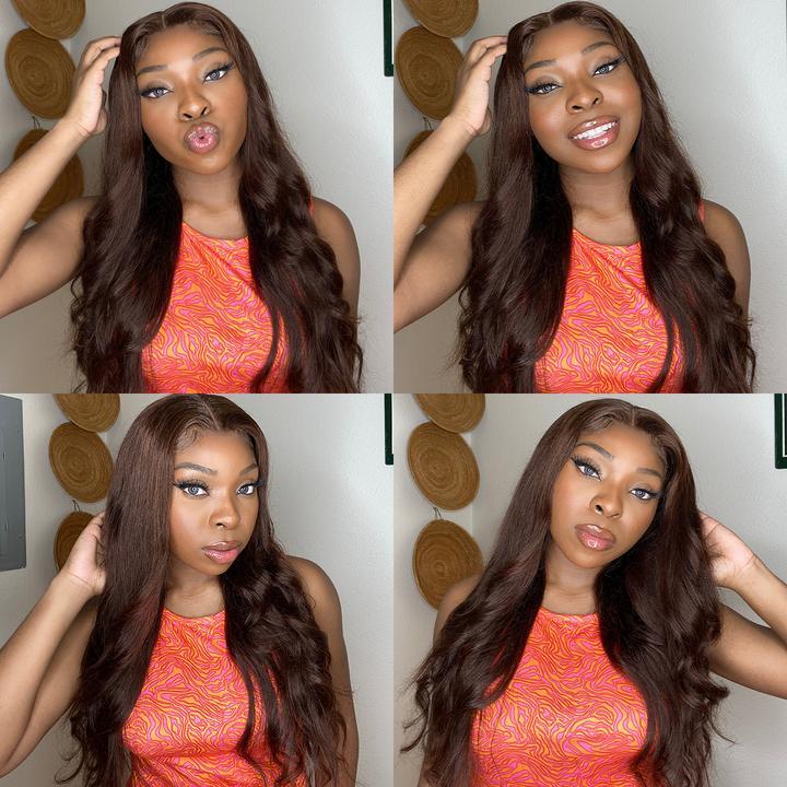 Special offer | 30inch = $199 Megalook 13x4 Lace Highlight P1B/30 Highlight Brown #4 Chestnut Body Wave Wig Undetectable Lace Front Wigs