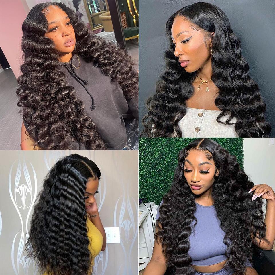 3Bundles Brazilian Deep Wave Hair With 13*4 Ear to Ear Lace Frontal Closure 10A Grade Deal