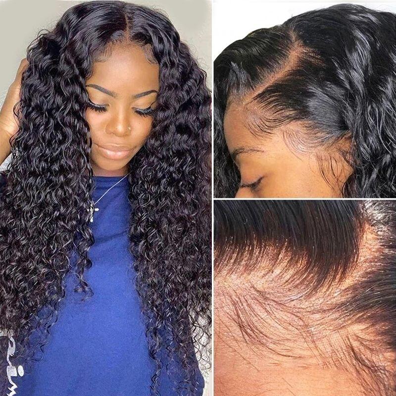 4x4/13x4 Crystal Lace Frontal Wigs Upgrade HD lace Pre Plucked Water Wave Hair Invisible Lace Wig 180% Density