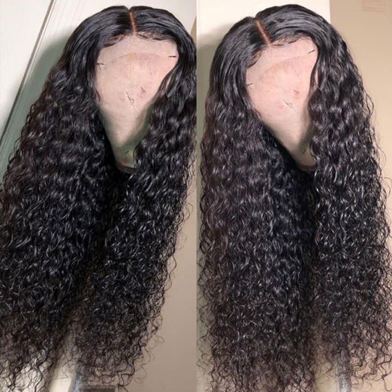 Megalook 10-32inch Water Wave Human Hair Lace Closure Wig 5x5 Lace Closure Wigs