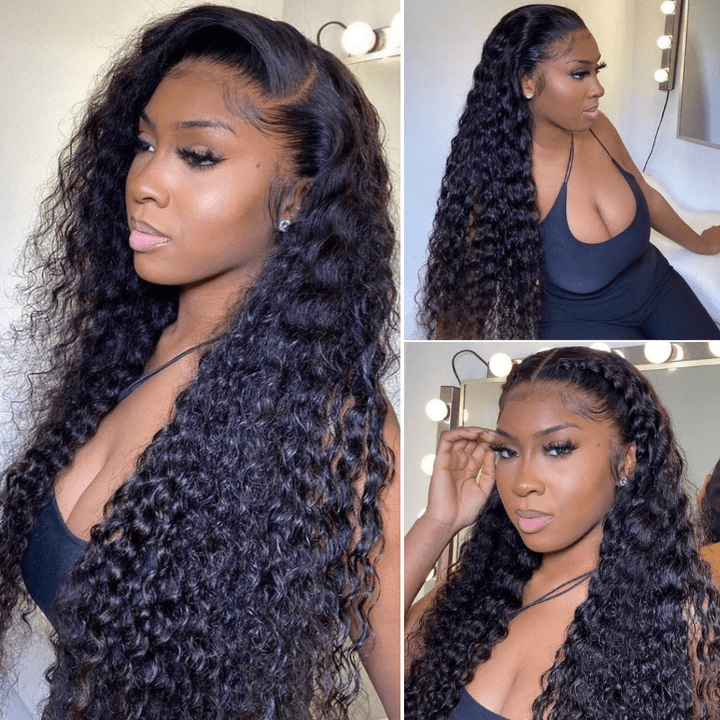 4x4/13x4 Crystal Lace Frontal Wigs Upgrade HD lace Pre Plucked Water Wave Hair Invisible Lace Wig 180% Density