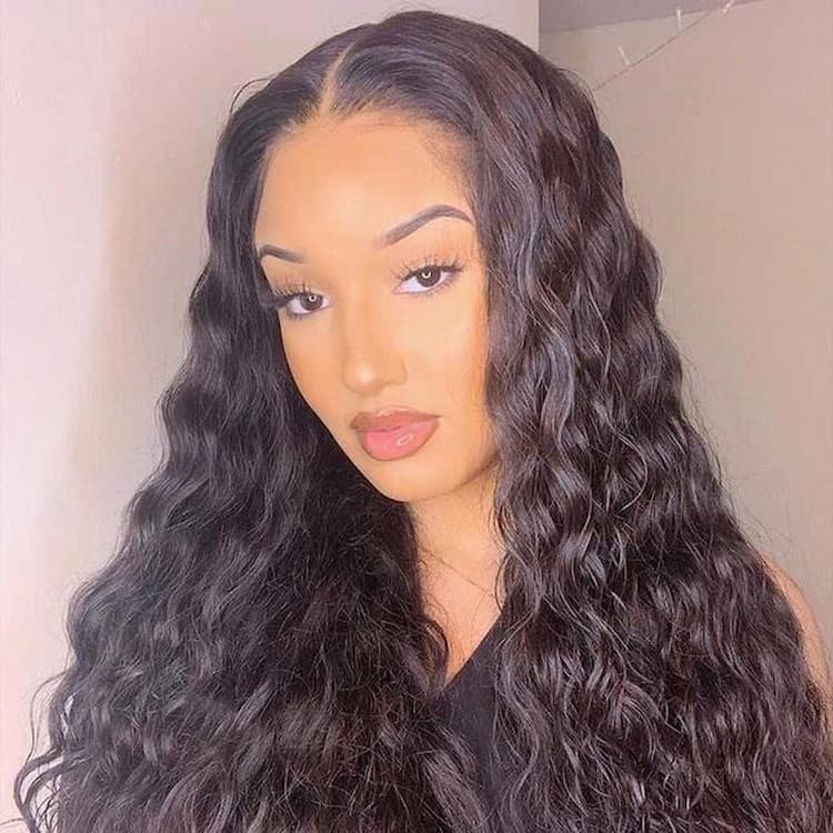 Megalook 10-32inch Water Wave Human Hair Lace Closure Wig 5x5 Lace Closure Wigs