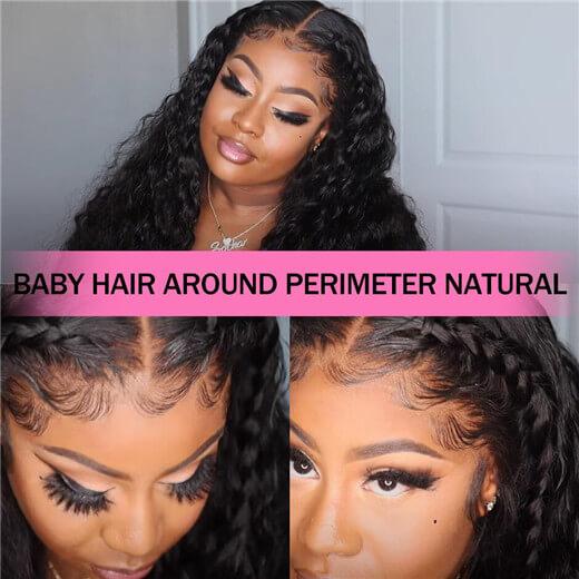 40 inch Long Wigs Deep/Water Wave Curly Human Hair Wig Transparent Lace Frontal Wigs