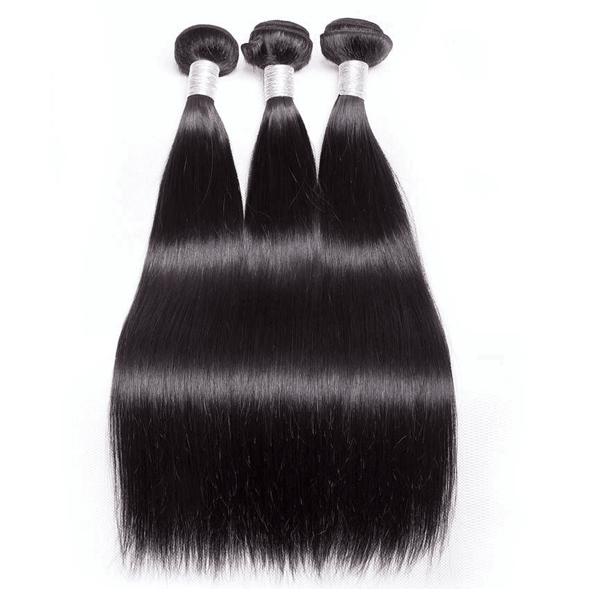 Buy 3 pcs Straight Hair Bundles Get 1 Free Closure (Free Part) 100% Brazilian Natural Human Hair Weaves